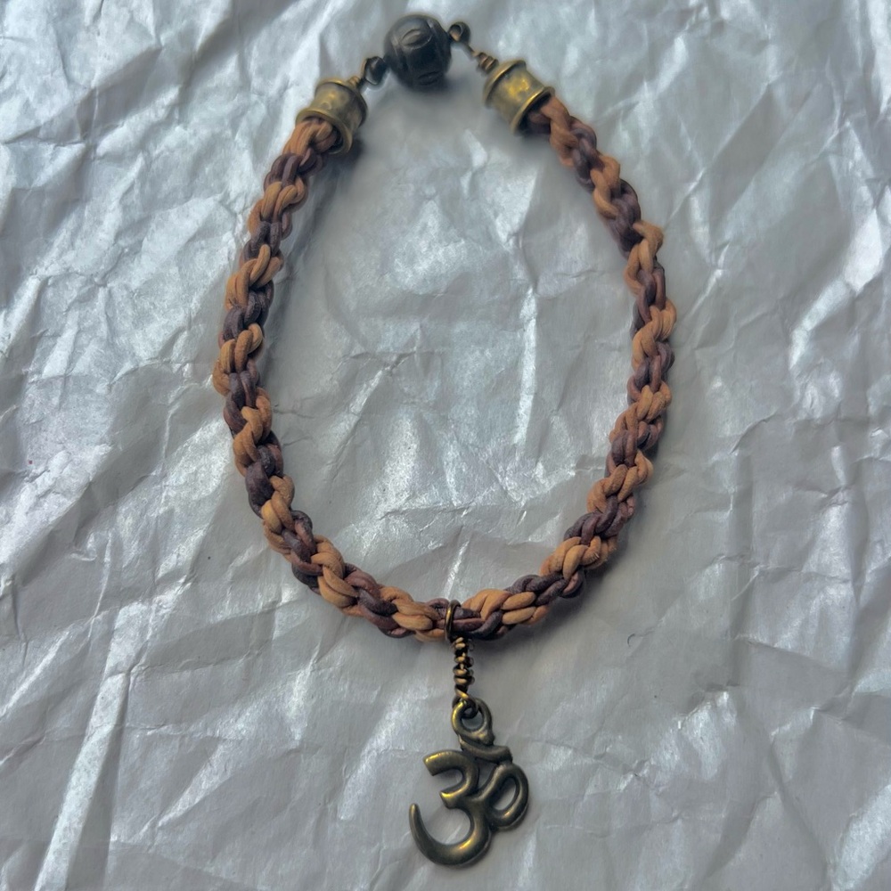 Braided Om Pendant Bracelet With magnetic closure